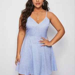 Backless ditsy floral slip dress